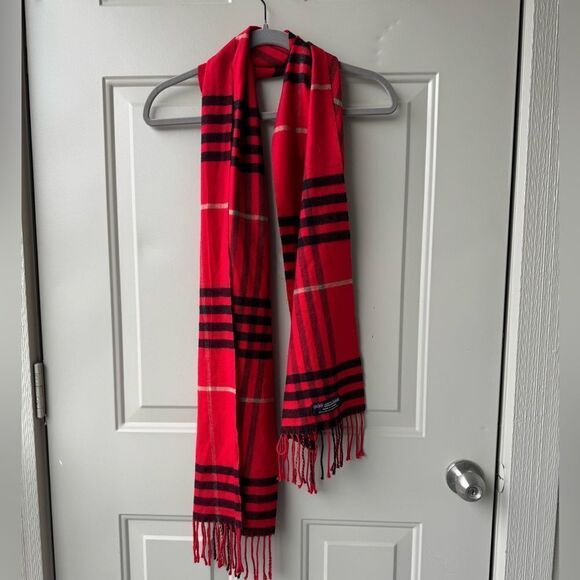 100% Cashmere Plaid Check Scarf Made in Scotland Preppy Luxurious - Picture 3 of 4